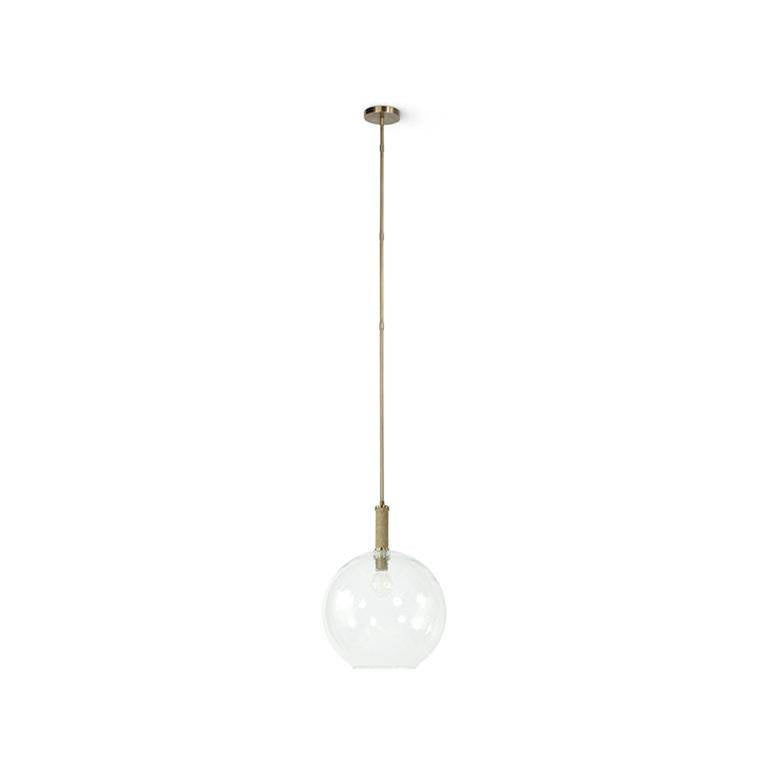 Palecek Bronson Glass Pendant Large Globe Brass