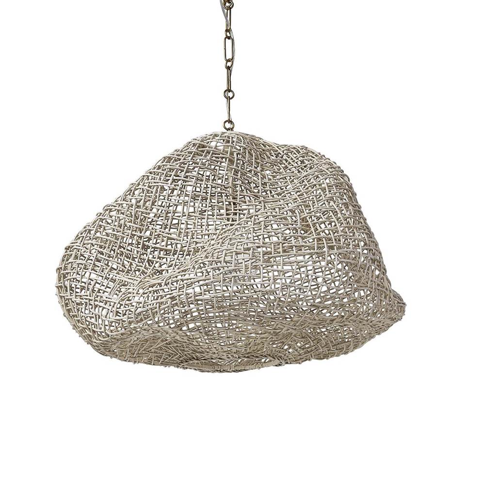 Palecek 2723-03 White Andorra Wicker Pendant Medium White Image 1