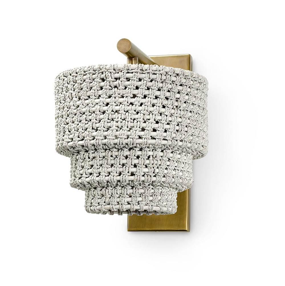 Palecek Veranda Sconce Whitewash Ant Brass