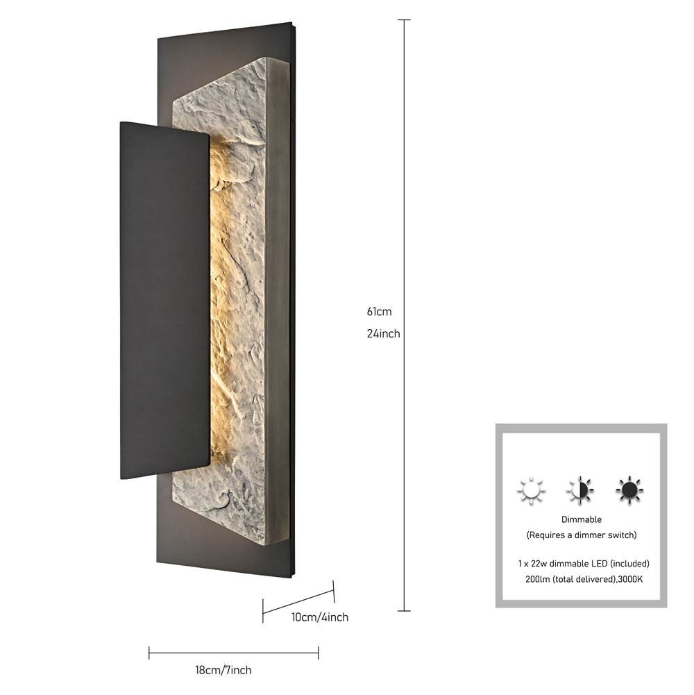 Arabela Lighting 65031 Charcoal Black 24'' Meld Outdoor Aluminum Sconce In Charcoal Black Finish Image 2