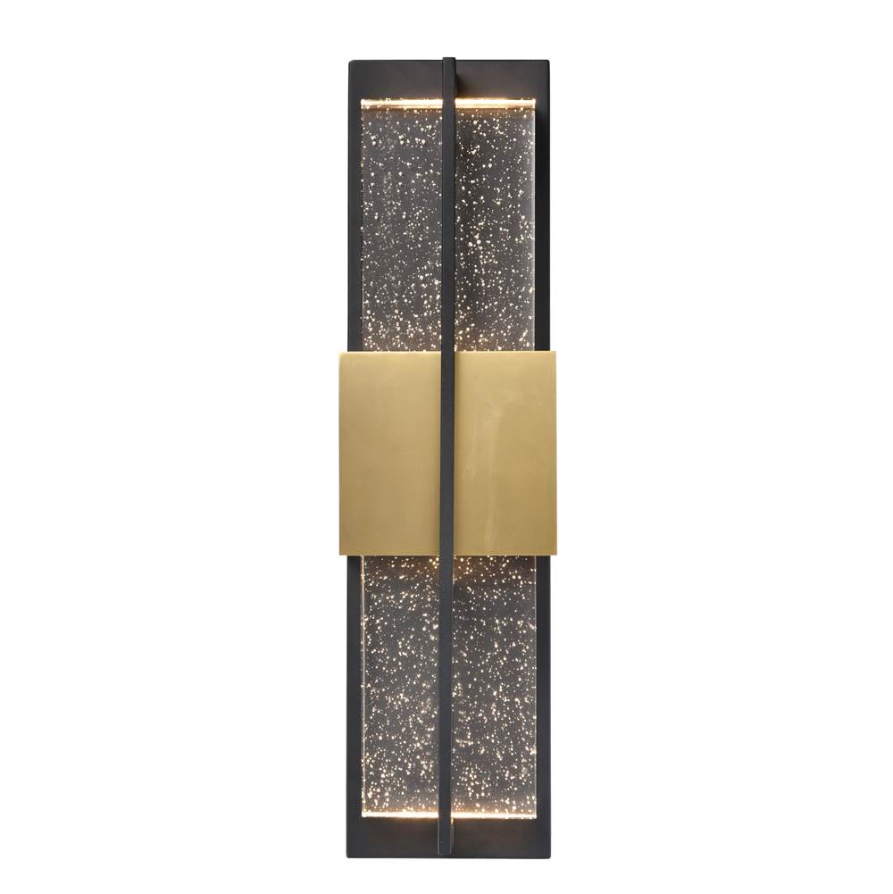 Arabela Lighting 65041 Charcoal Black 24'' Technica Outdoor Aluminum Sconce In Charcoal Black Finish With Seeded Crystal Panel. Image 1