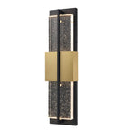 Arabela Lighting Technica 24'' Technica Outdoor Aluminum Sconce In Charcoal Black Finish With Seeded Crystal Panel.