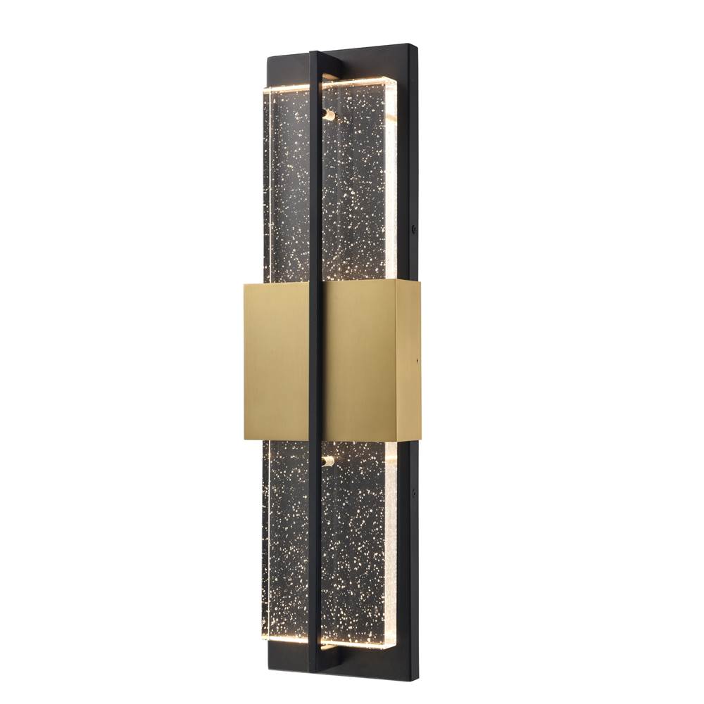 Arabela Lighting Technica 24'' Technica Outdoor Aluminum Sconce In Charcoal Black Finish With Seeded Crystal Panel.