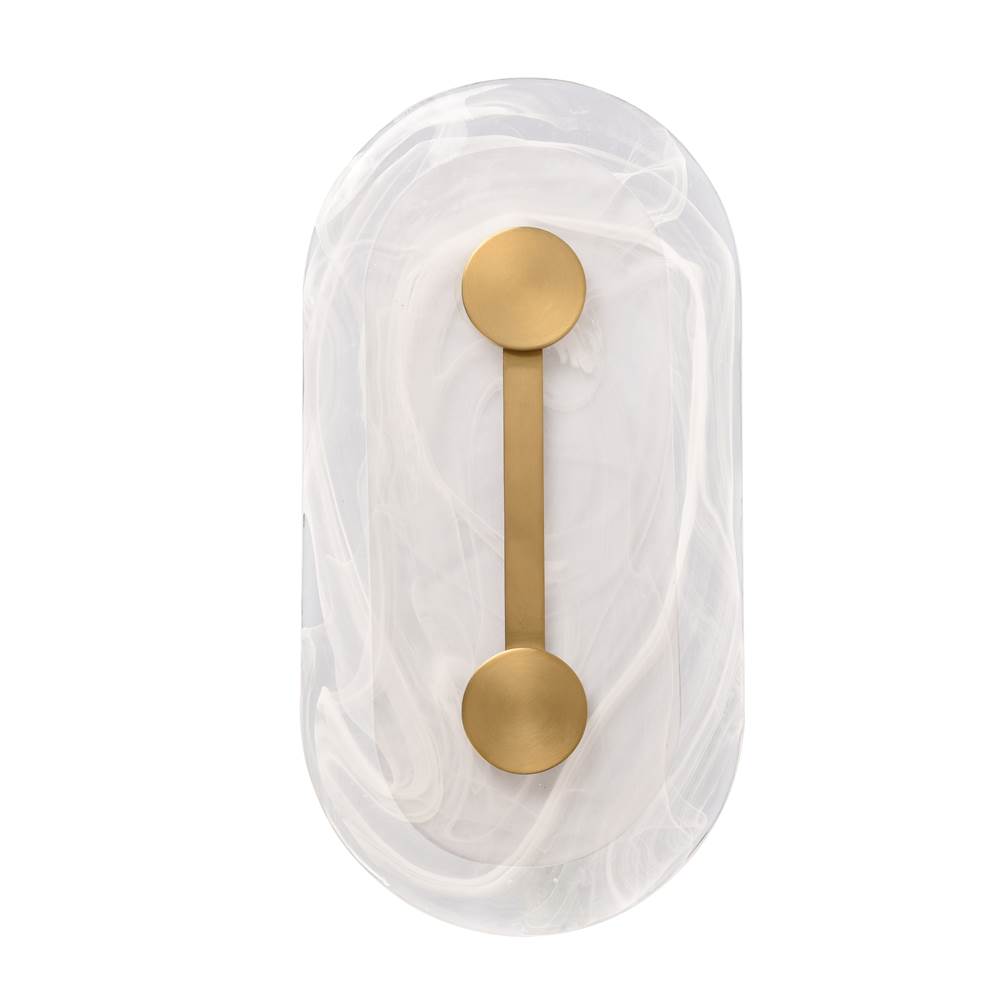 Arabela Lighting 65050 Gold 14'' Zubris Outdoor Aluminum Sconce In Gold With Veined Alabaster Glass Image 6