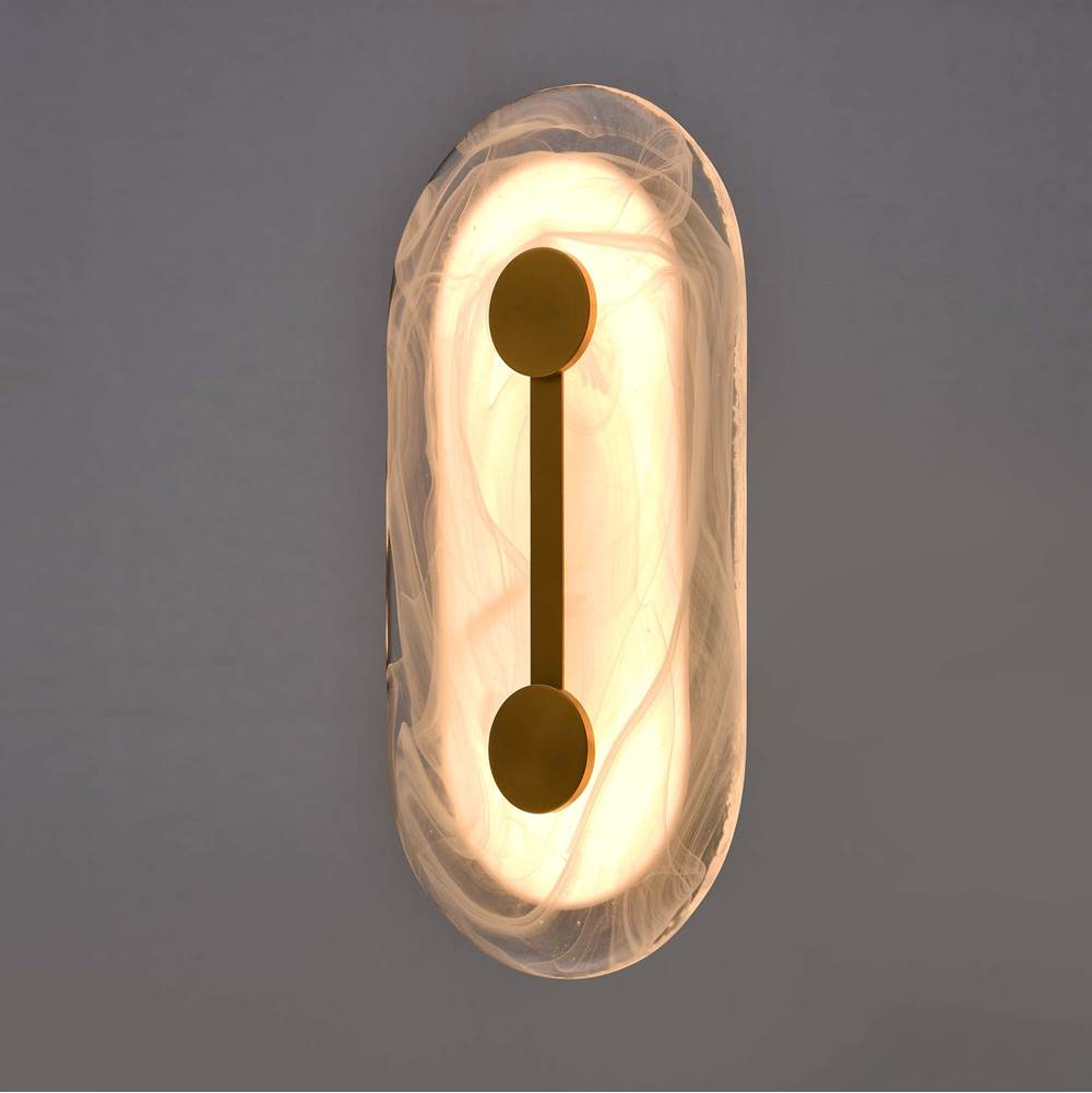 Arabela Lighting 65050 Gold 14'' Zubris Outdoor Aluminum Sconce In Gold With Veined Alabaster Glass Image 4