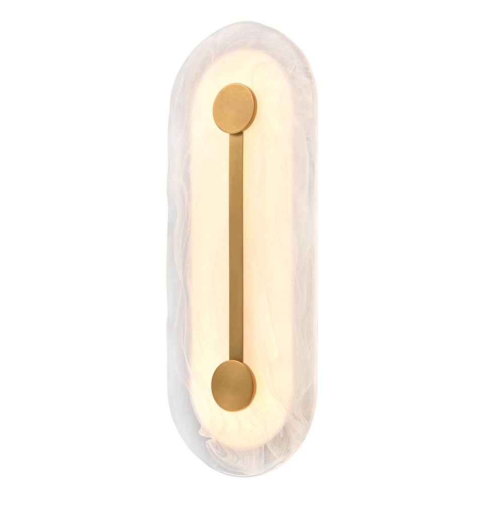 Arabela Lighting Zubris 18'' Zubris Outdoor Aluminum Sconce In Gold With Veined Alabaster Glass