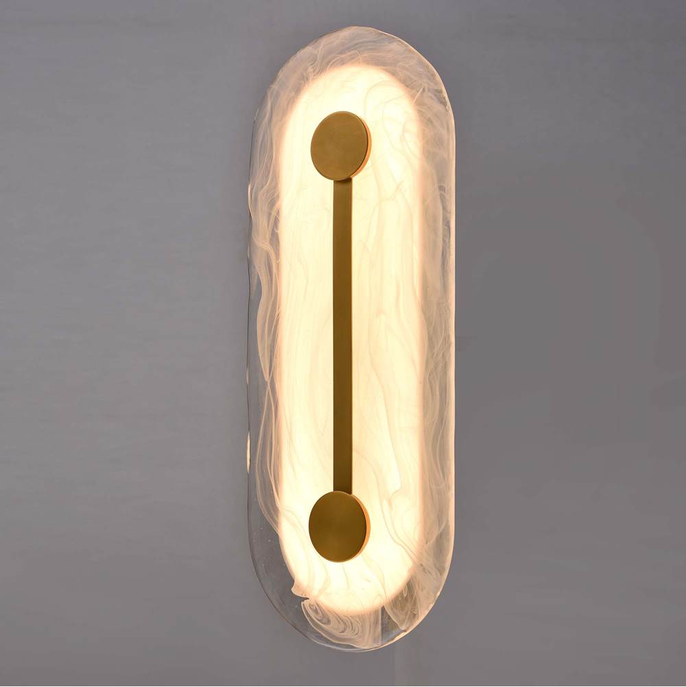Arabela Lighting 65051 Gold 18'' Zubris Outdoor Aluminum Sconce In Gold With Veined Alabaster Glass Image 4