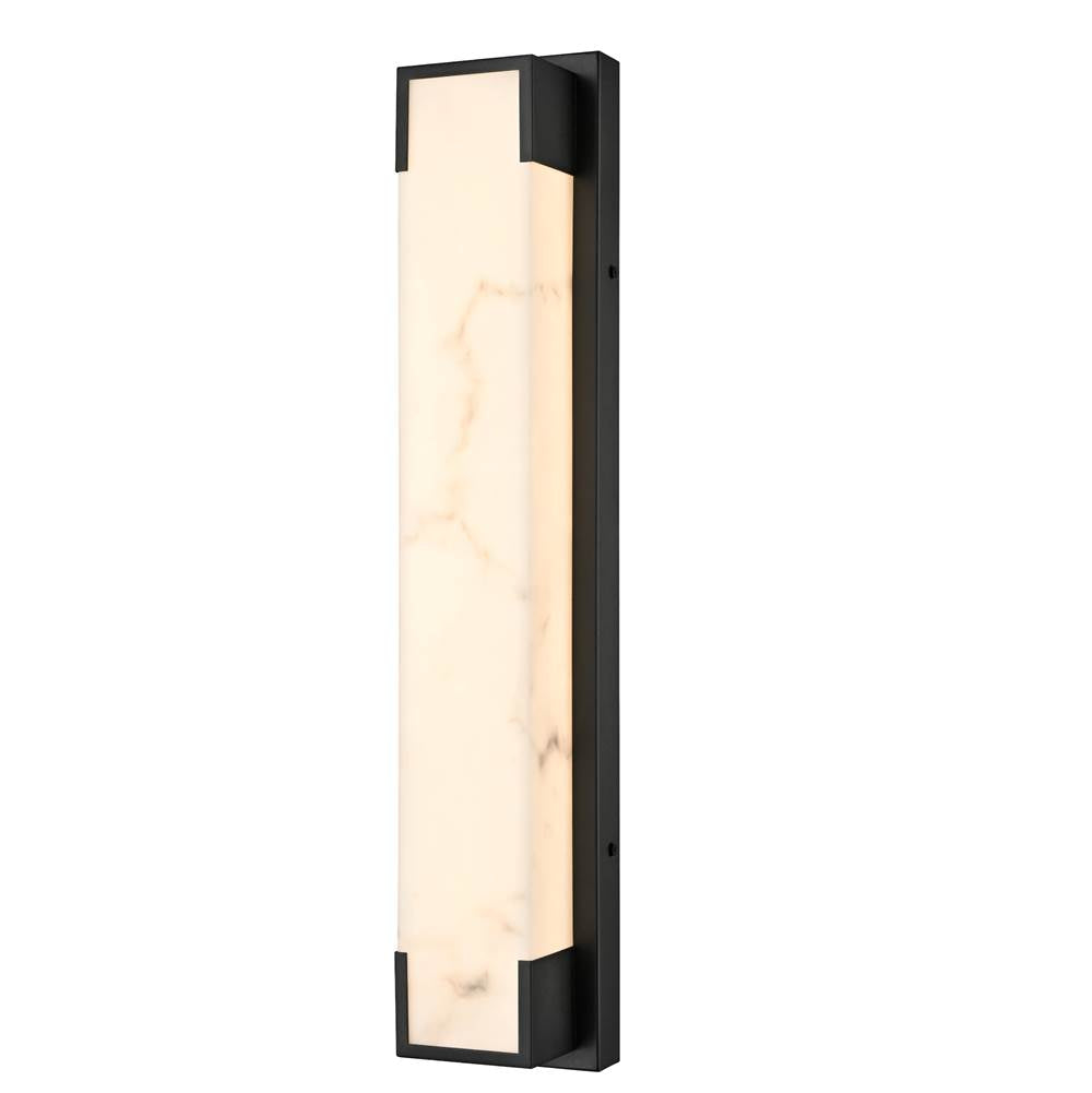 Arabela Lighting Standish 24'' Standish Outdoor Aluminum Sconce In Charcoal Black Finish With Faux Alabaster Resin Shade