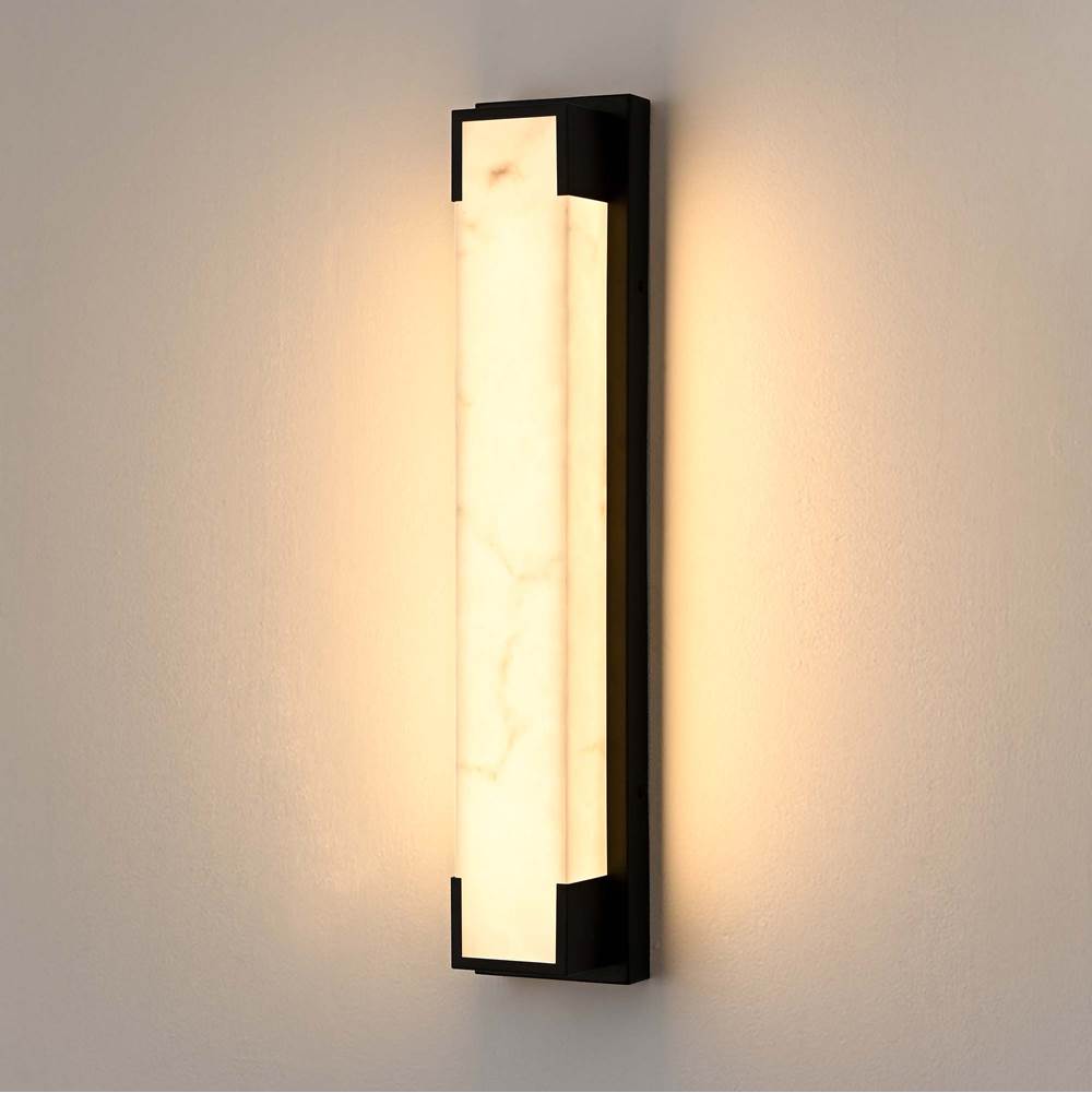 Arabela Lighting 65091 Charcoal Black 24'' Standish Outdoor Aluminum Sconce In Charcoal Black Finish With Faux Alabaster Resin Shade Image 4