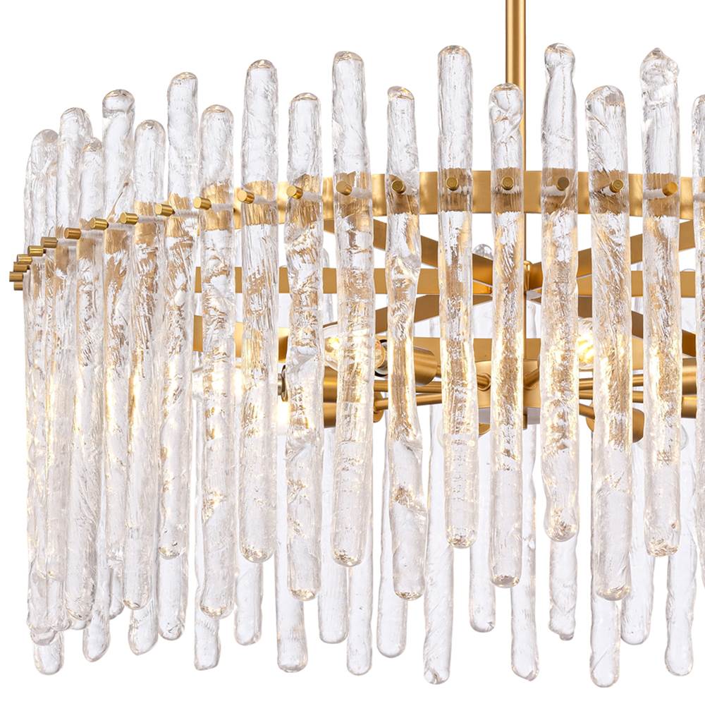 Arabela Lighting Icicles 30'' Icicles Pendant In Brass With Handmade Textured Glass Rods
