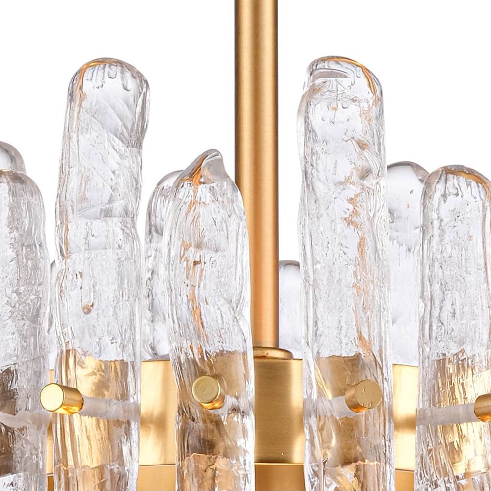 Arabela Lighting 85101-8 Natural Brass 30'' Icicles Pendant In Brass With Handmade Textured Glass Rods Image 5