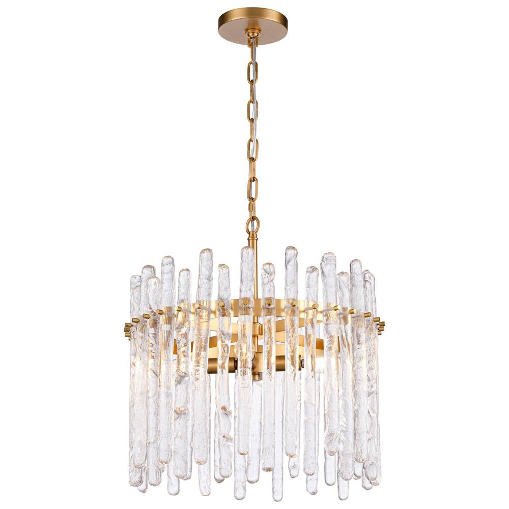 Arabela Lighting 85103-4 Natural Brass 18'' Icicles Pendant In Brass With Handmade Textured Glass Rods Image 1