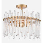 Arabela Lighting Icicles 18'' Icicles Pendant In Brass With Handmade Textured Glass Rods