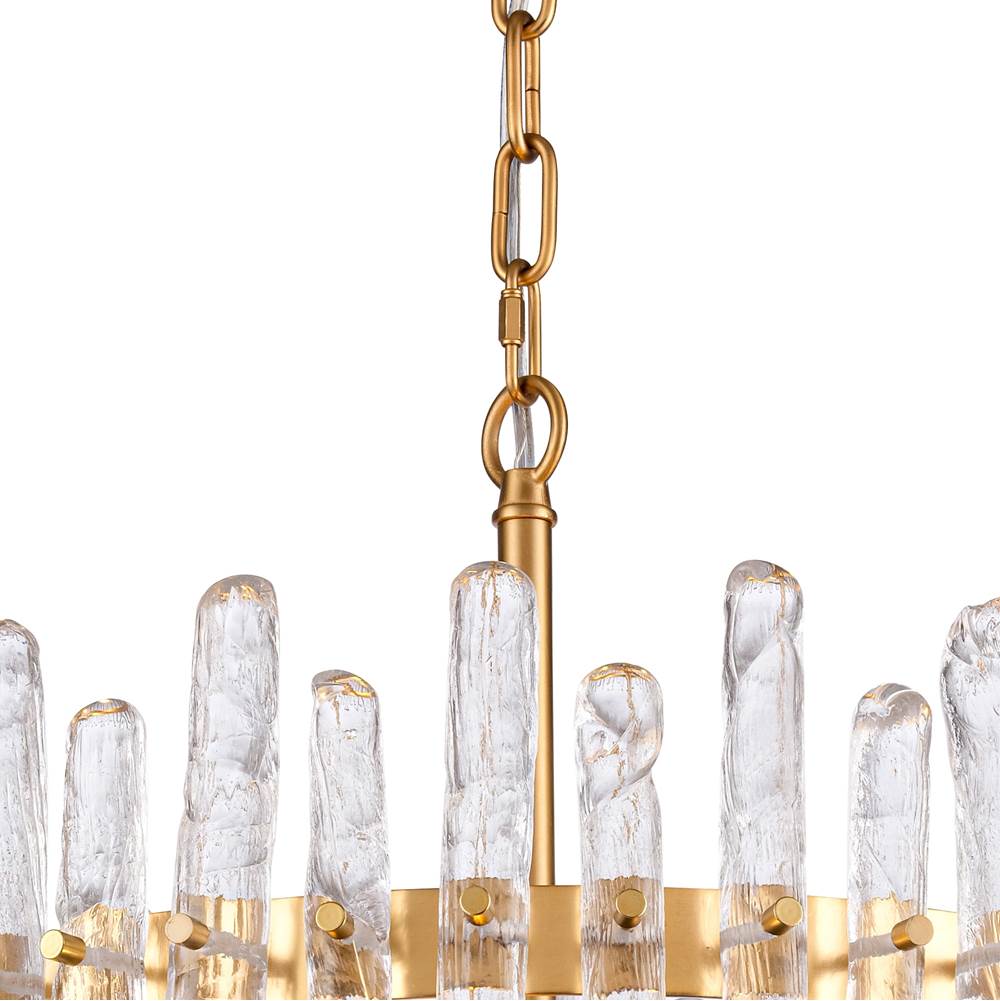Arabela Lighting 85103-4 Natural Brass 18'' Icicles Pendant In Brass With Handmade Textured Glass Rods Image 5