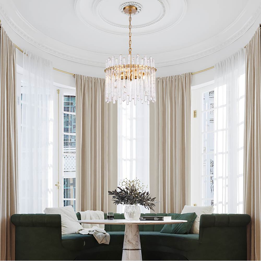 Arabela Lighting 85103-4 Natural Brass 18'' Icicles Pendant In Brass With Handmade Textured Glass Rods Image 3