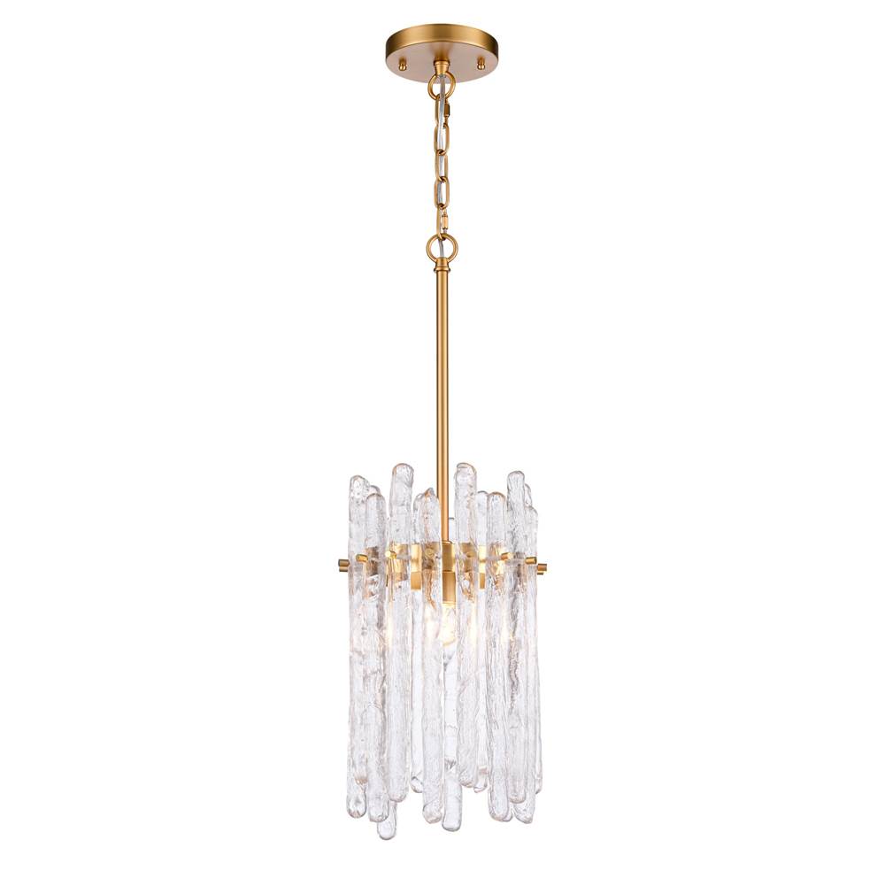 Arabela Lighting 85104-1 Natural Brass 9'' Icicles Pendant In Brass With Handmade Textured Glass Rods Image 1
