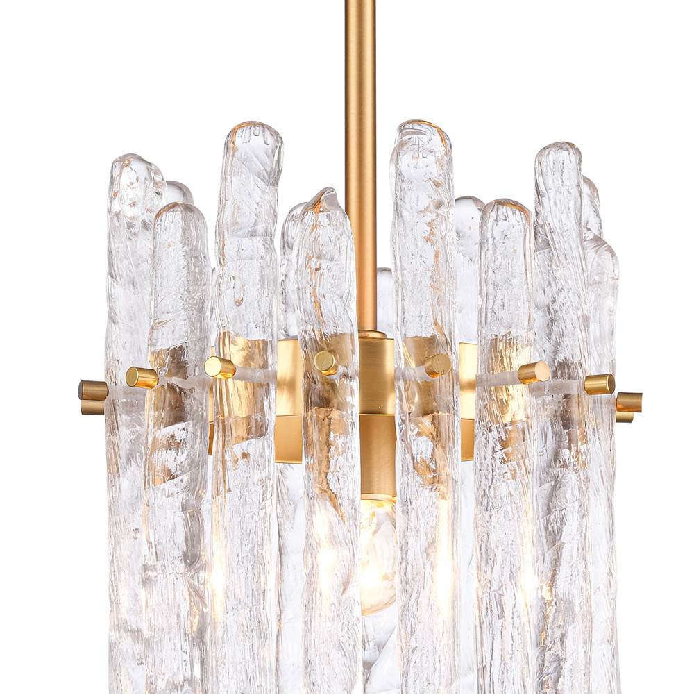 Arabela Lighting Icicles 9'' Icicles Pendant In Brass With Handmade Textured Glass Rods
