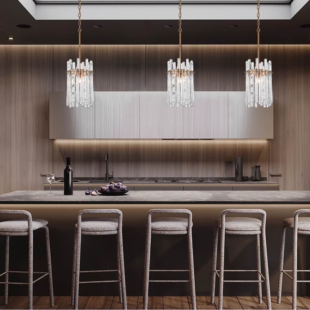 Arabela Lighting 85104-1 Natural Brass 9'' Icicles Pendant In Brass With Handmade Textured Glass Rods Image 3