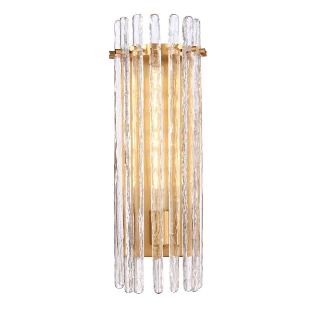 Arabela Lighting 85106-1 Satin Brass 20.25'' Icicles Vanity In Brass With Handmade Textured Glass Rods Image 1