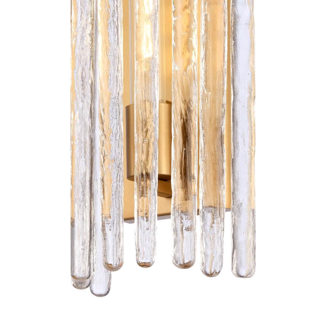 Arabela Lighting 85106-1 Satin Brass 20.25'' Icicles Vanity In Brass With Handmade Textured Glass Rods Image 3