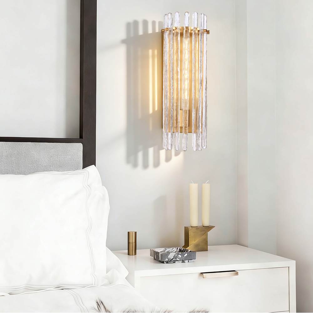 Arabela Lighting 85106-1 Satin Brass 20.25'' Icicles Vanity In Brass With Handmade Textured Glass Rods Image 2