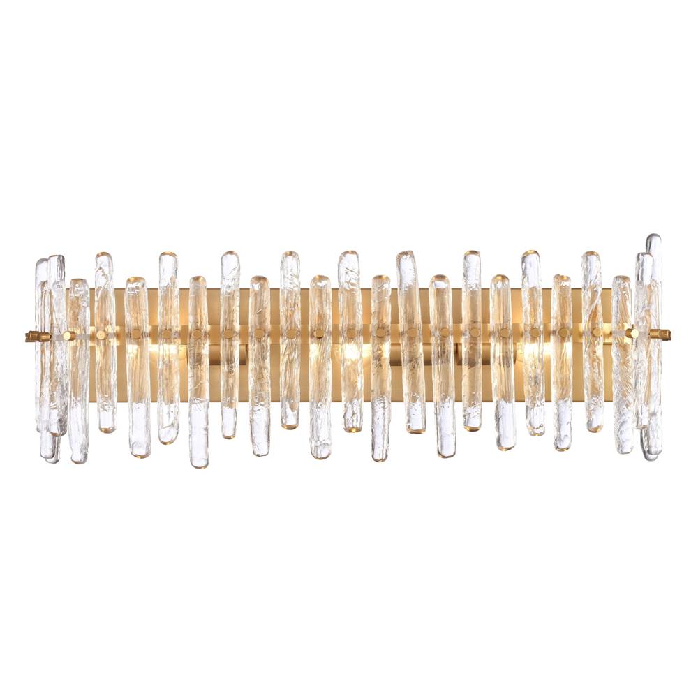 Arabela Lighting 85107-3 Satin Brass 26.5'' Icicles Vanity In Brass With Handmade Textured Glass Rods Image 1
