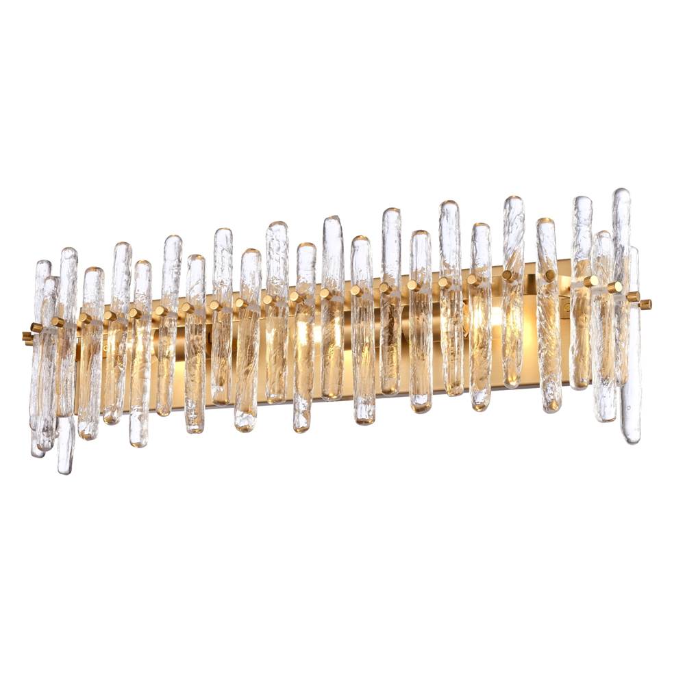 Arabela Lighting Icicles 26.5'' Icicles Vanity In Brass With Handmade Textured Glass Rods