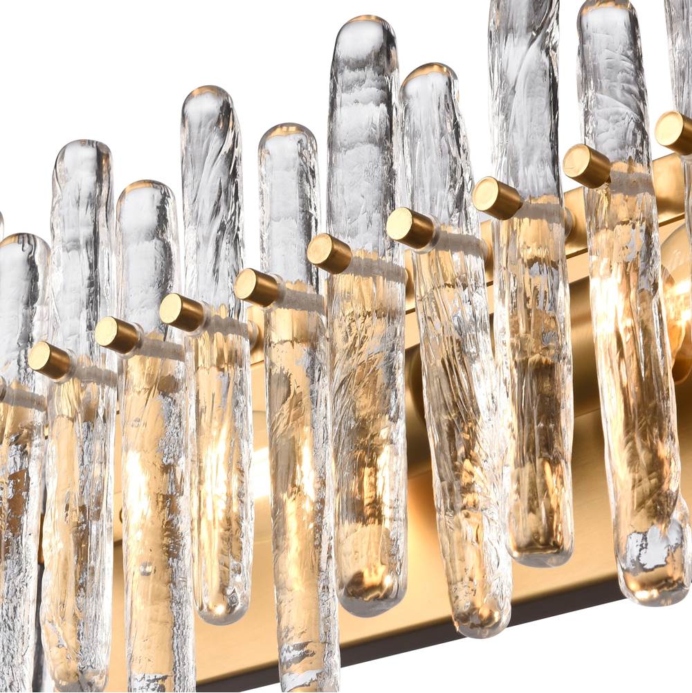 Arabela Lighting 85107-3 Satin Brass 26.5'' Icicles Vanity In Brass With Handmade Textured Glass Rods Image 4