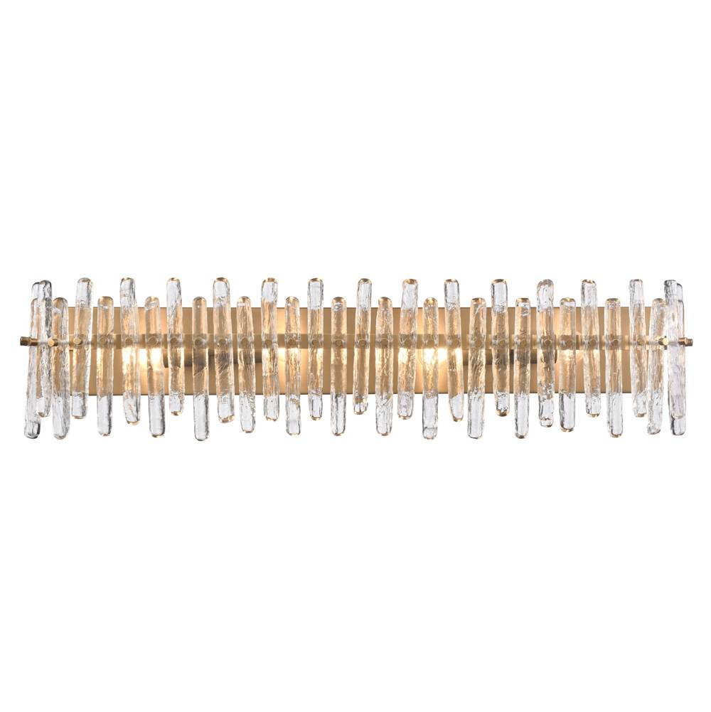 Arabela Lighting 85108-4 Satin Brass 36'' Icicles Vanity In Brass With Handmade Textured Glass Rods Image 1