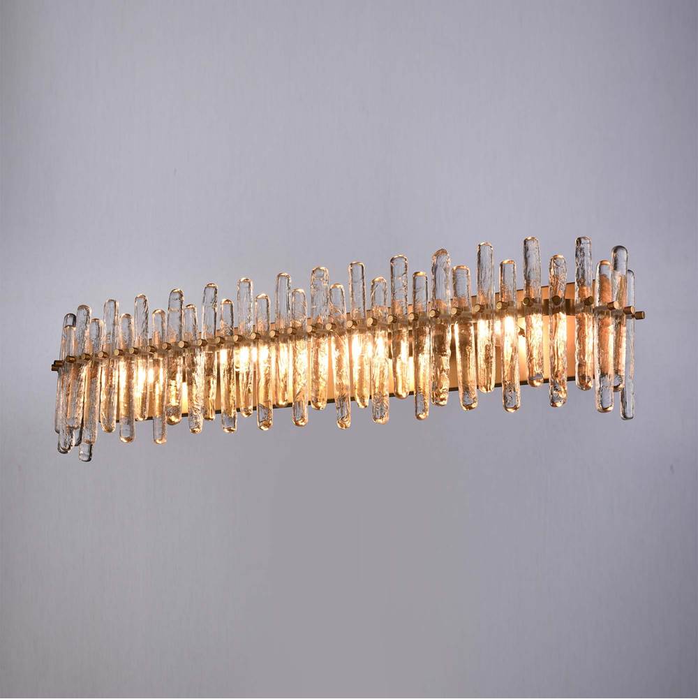 Arabela Lighting 85108-4 Satin Brass 36'' Icicles Vanity In Brass With Handmade Textured Glass Rods Image 6