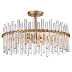 Arabela Lighting 85109-4 Satin Brass 21'' Icicles Semi Flush In Brass With Handmade Textured Glass Rods Image 1