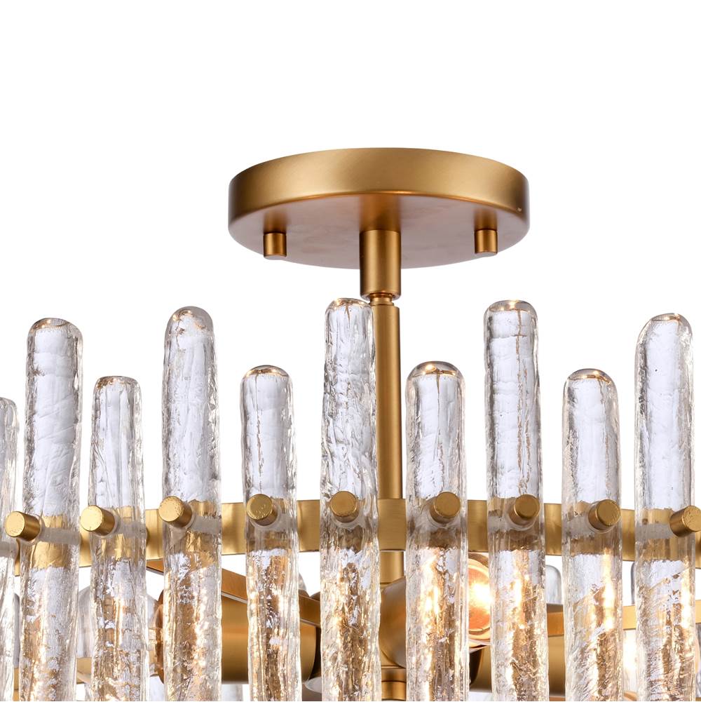 Arabela Lighting 85109-4 Satin Brass 21'' Icicles Semi Flush In Brass With Handmade Textured Glass Rods Image 5