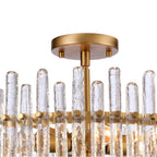 Arabela Lighting 85109-4 Satin Brass 21'' Icicles Semi Flush In Brass With Handmade Textured Glass Rods Image 5
