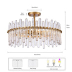 Arabela Lighting 85109-4 Satin Brass 21'' Icicles Semi Flush In Brass With Handmade Textured Glass Rods Image 3