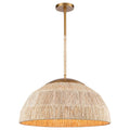 Arabela Lighting 85112-4 Natural Brass 24'' Copa Pendant In  Brass With Natural Corn Leaf Image 1