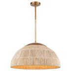Arabela Lighting 85112-4 Natural Brass 24'' Copa Pendant In  Brass With Natural Corn Leaf Image 1