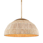 Arabela Lighting Copa 24'' Copa Pendant In  Brass With Natural Corn Leaf