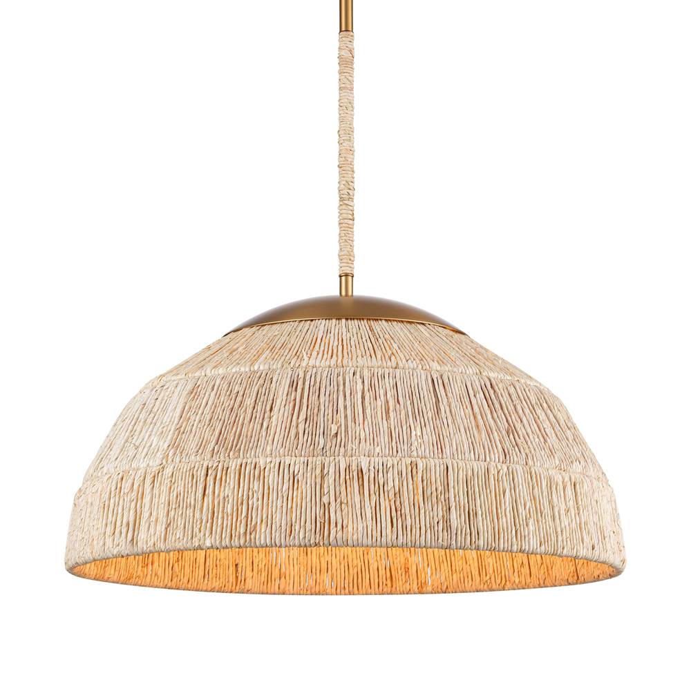 Arabela Lighting Copa 24'' Copa Pendant In  Brass With Natural Corn Leaf
