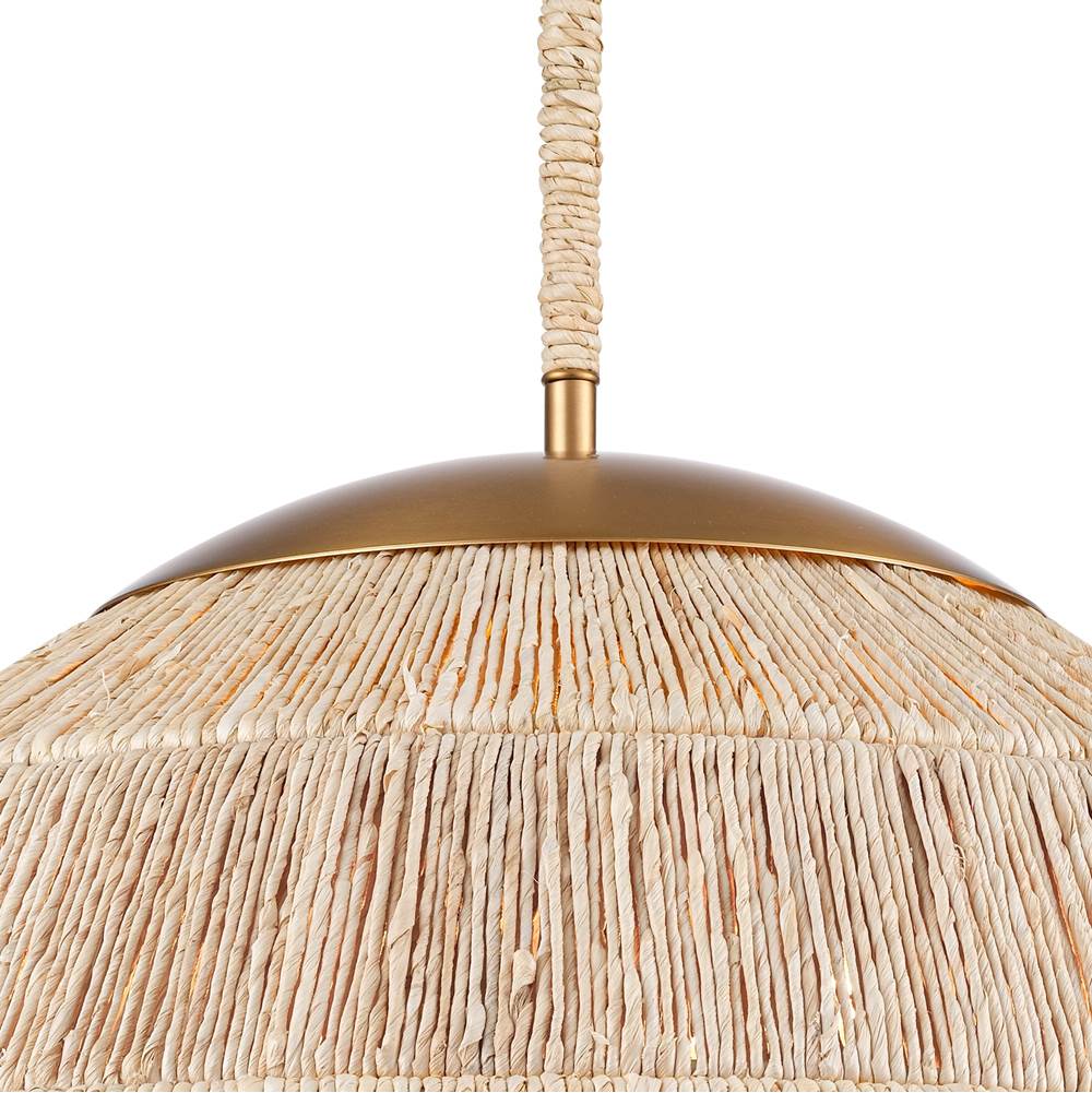 Arabela Lighting 85112-4 Natural Brass 24'' Copa Pendant In  Brass With Natural Corn Leaf Image 5