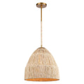 Arabela Lighting 85113-1 Natural Brass 16'' Copa Pendant In  Brass With Natural Corn Leaf Image 1
