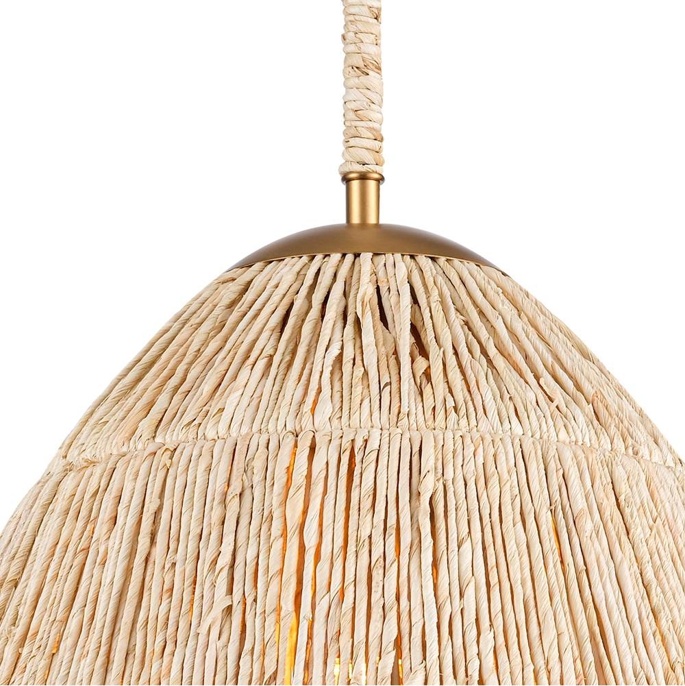 Arabela Lighting 85113-1 Natural Brass 16'' Copa Pendant In  Brass With Natural Corn Leaf Image 6