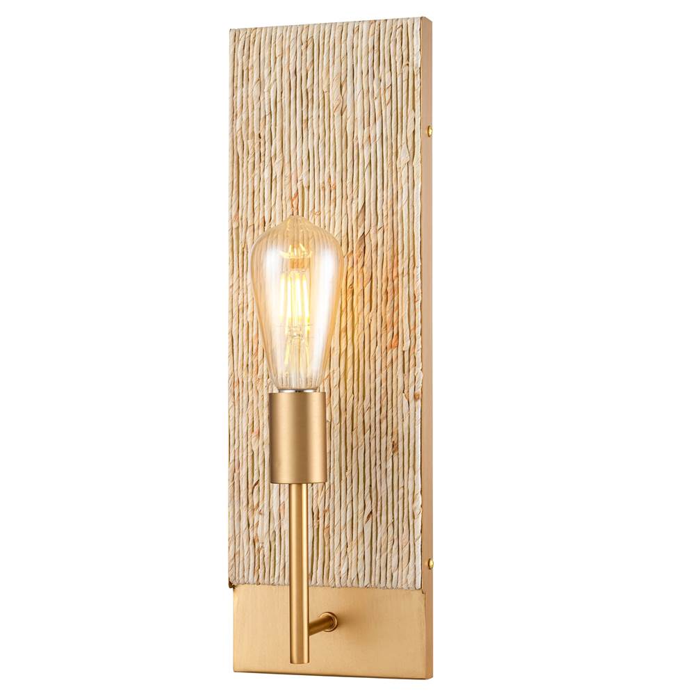 Arabela Lighting 85114-1 Natural Brass 18'' Copa Wall Sconce In  Brass With Natural Corn Leaf Image 1