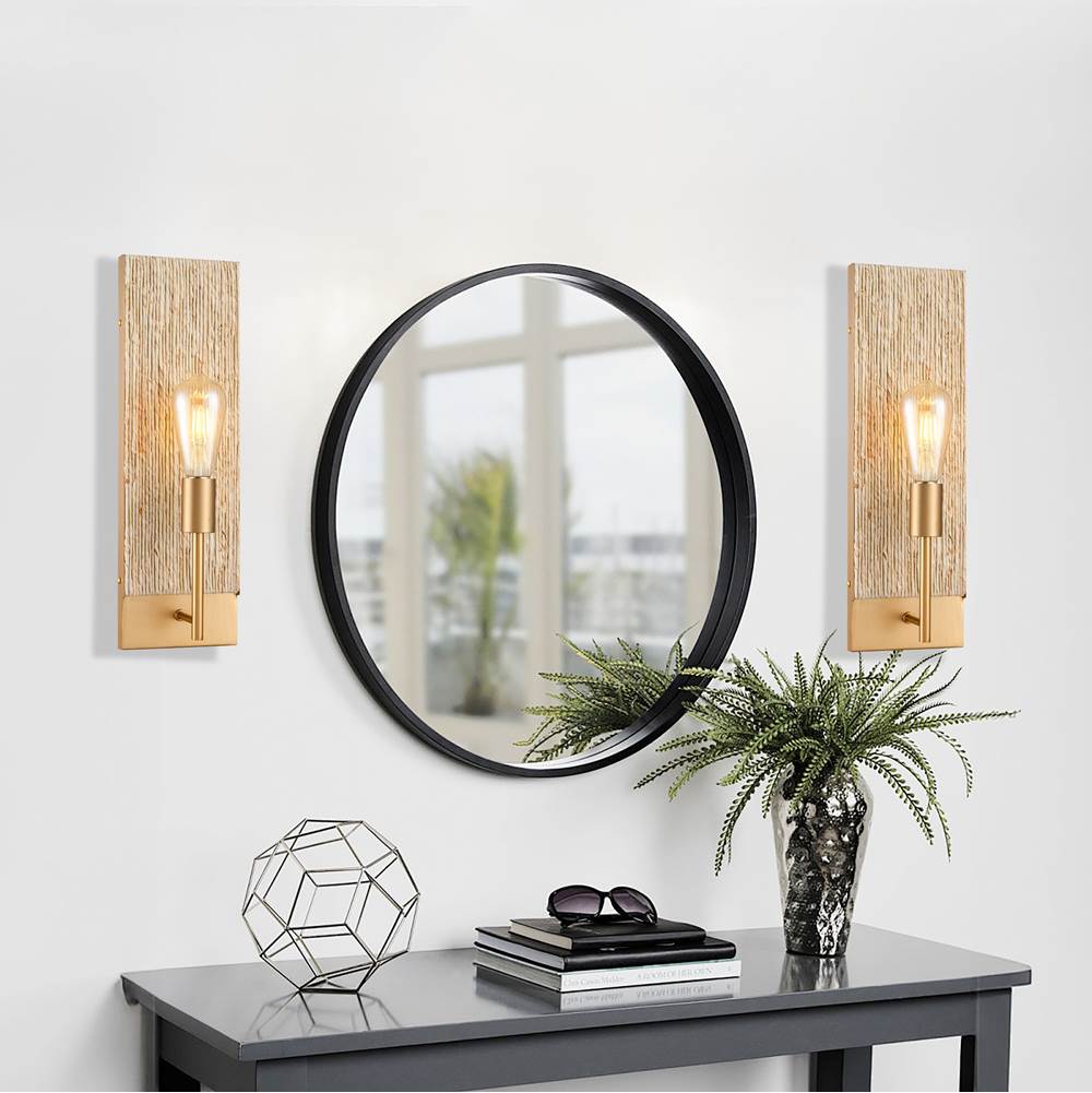 Arabela Lighting 85114-1 Natural Brass 18'' Copa Wall Sconce In  Brass With Natural Corn Leaf Image 3