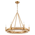 Arabela Lighting 85115-6 Natural Brass 29'' Copa Chandelier In  Brass With Natural Corn Leaf Image 1