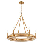Arabela Lighting 85115-6 Natural Brass 29'' Copa Chandelier In  Brass With Natural Corn Leaf Image 1