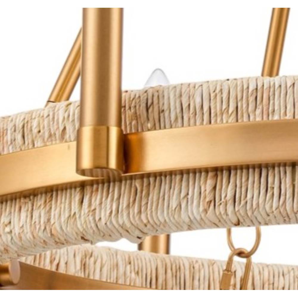 Arabela Lighting 85115-6 Natural Brass 29'' Copa Chandelier In  Brass With Natural Corn Leaf Image 5