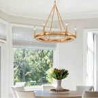 Arabela Lighting 85115-6 Natural Brass 29'' Copa Chandelier In  Brass With Natural Corn Leaf Image 3