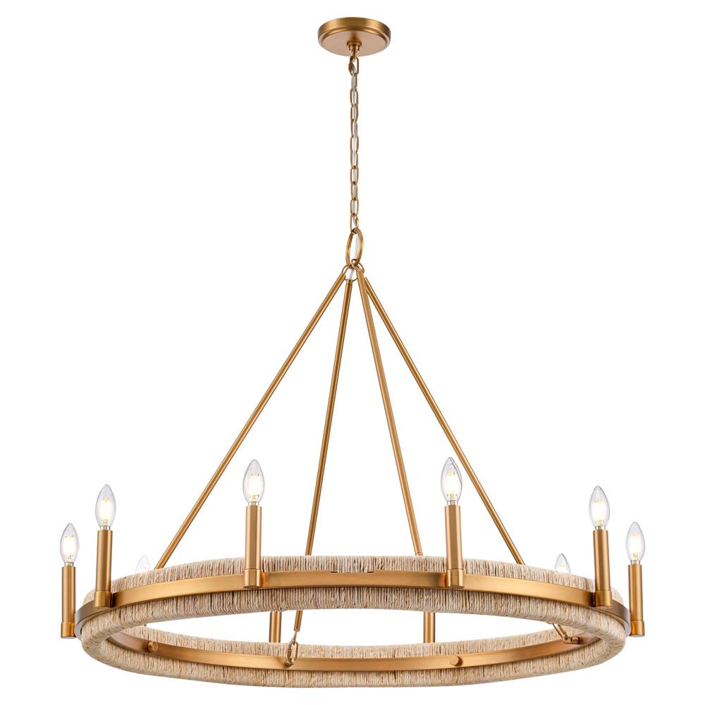 Arabela Lighting 85116-10 Natural Brass 41'' Copa Chandelier In  Brass With Natural Corn Leaf Image 1