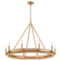 Arabela Lighting 85116-10 Natural Brass 41'' Copa Chandelier In  Brass With Natural Corn Leaf Image 1