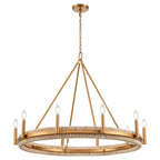 Arabela Lighting 85116-10 Natural Brass 41'' Copa Chandelier In  Brass With Natural Corn Leaf Image 1